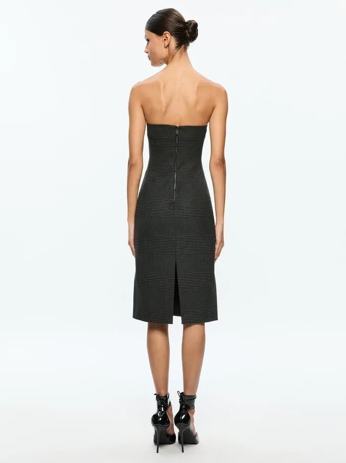 Women Alice Olivia Dresses Kelly Midi Dress Charcoal Grey Melange