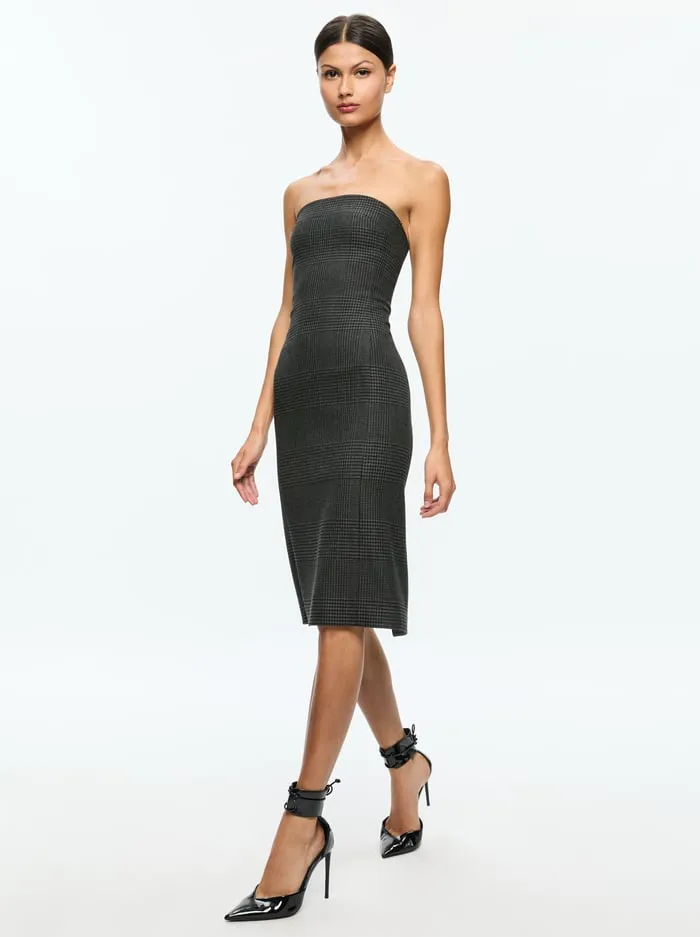 Women Alice Olivia Dresses Kelly Midi Dress Charcoal Grey Melange
