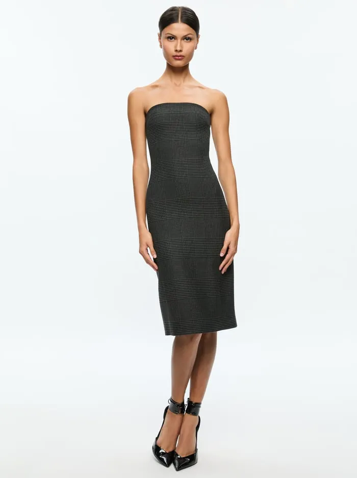 Women Alice Olivia Dresses Kelly Midi Dress Charcoal Grey Melange