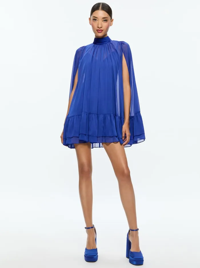 Women Alice Olivia Dresses Zenon Cape Mini Dress Royal