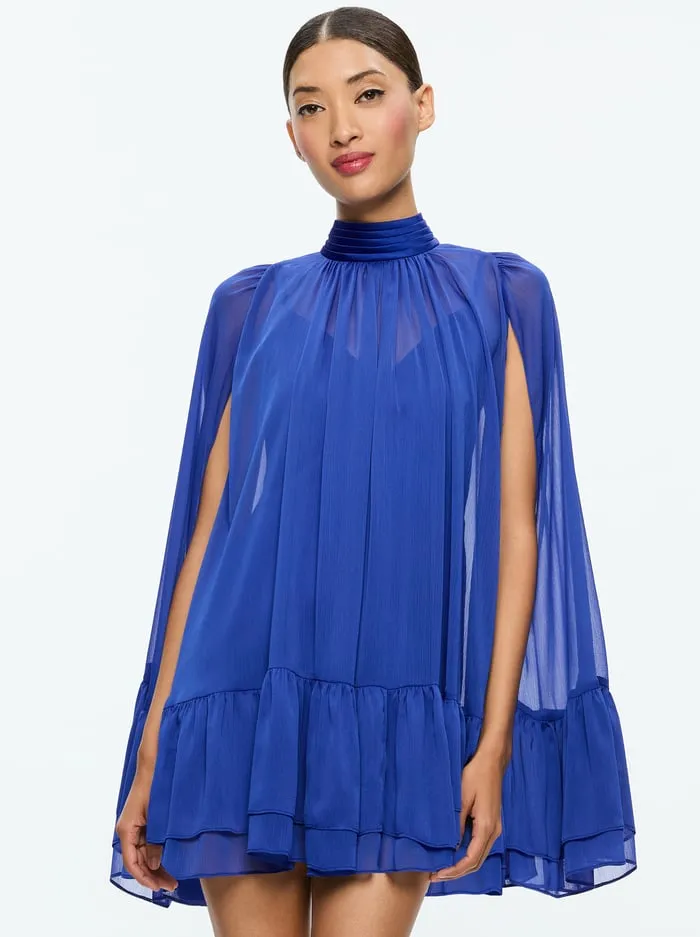 Women Alice Olivia Dresses Zenon Cape Mini Dress Royal