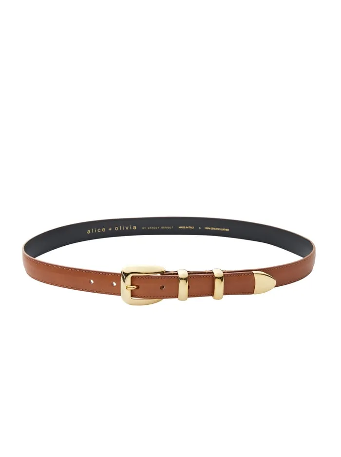 Women Alice Olivia Hayden Buckle Belt Camelgold