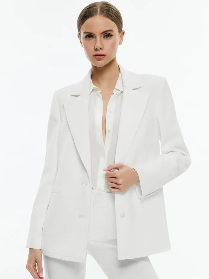 Women Alice Olivia Jackets Coats Deb Oversized Boyfriend Blazer Off White