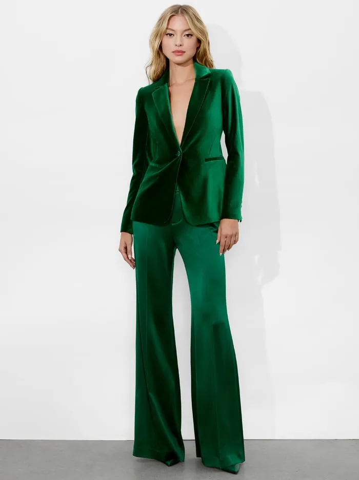 Women Alice Olivia Jackets Coats Macey Velvet Blazer Forest Green