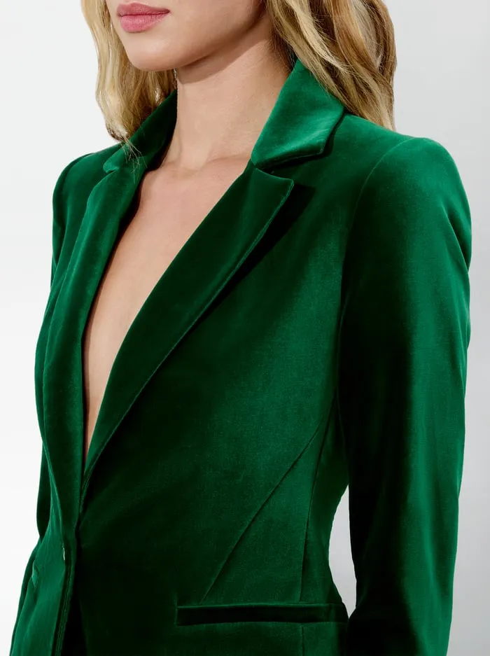 Women Alice Olivia Jackets Coats Macey Velvet Blazer Forest Green