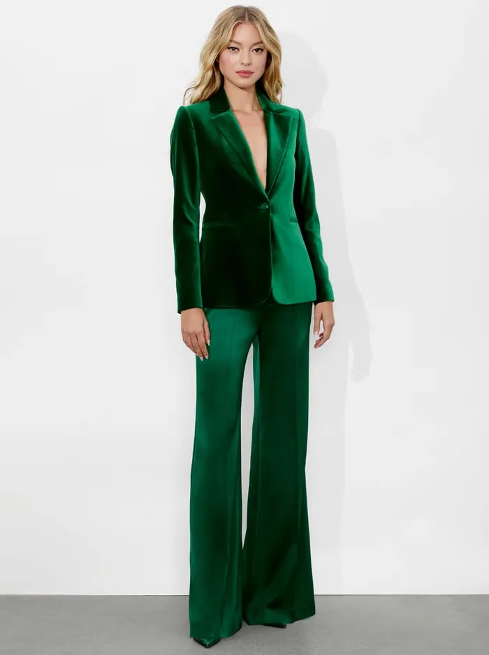 Women Alice Olivia Jackets Coats Macey Velvet Blazer Forest Green