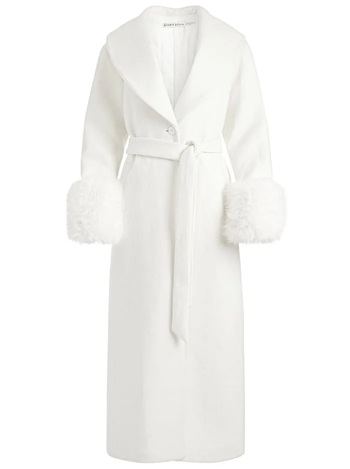Women Alice Olivia Jackets Coats Marcelene Maxi Coat Off White