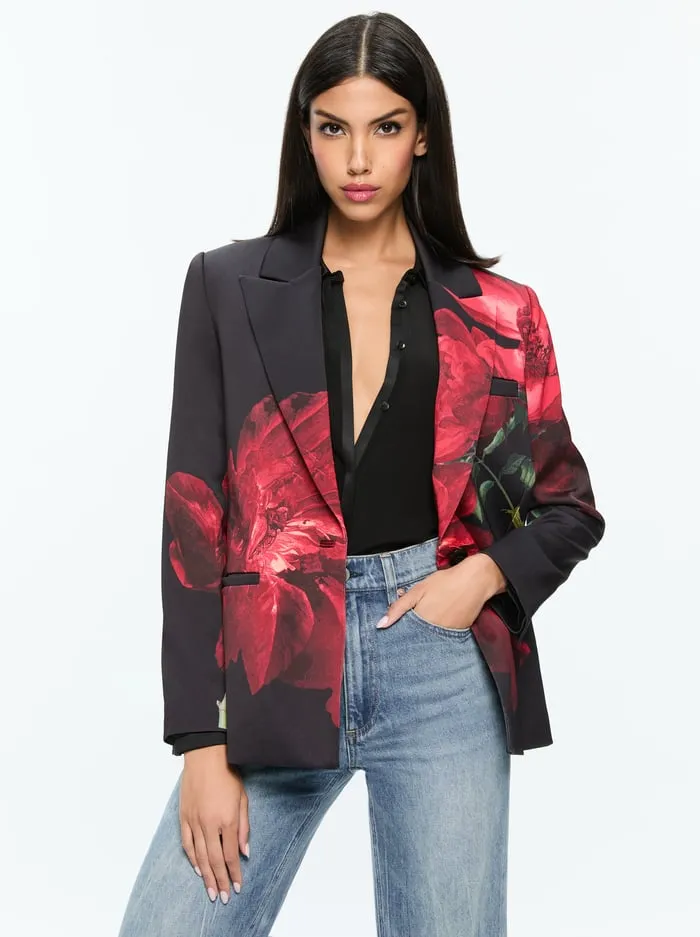 Women Alice Olivia Jackets Coats Silas Blazer Peony Petals Bright Ruby