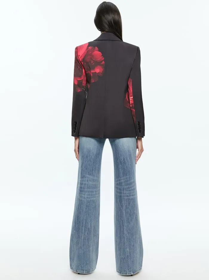 Women Alice Olivia Jackets Coats Silas Blazer Peony Petals Bright Ruby