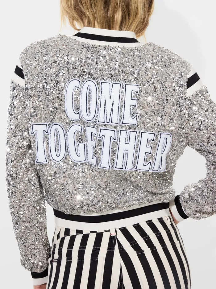 Women Alice Olivia Jackets Coats The Beatles Keri Varsity Jacket Silverwhite