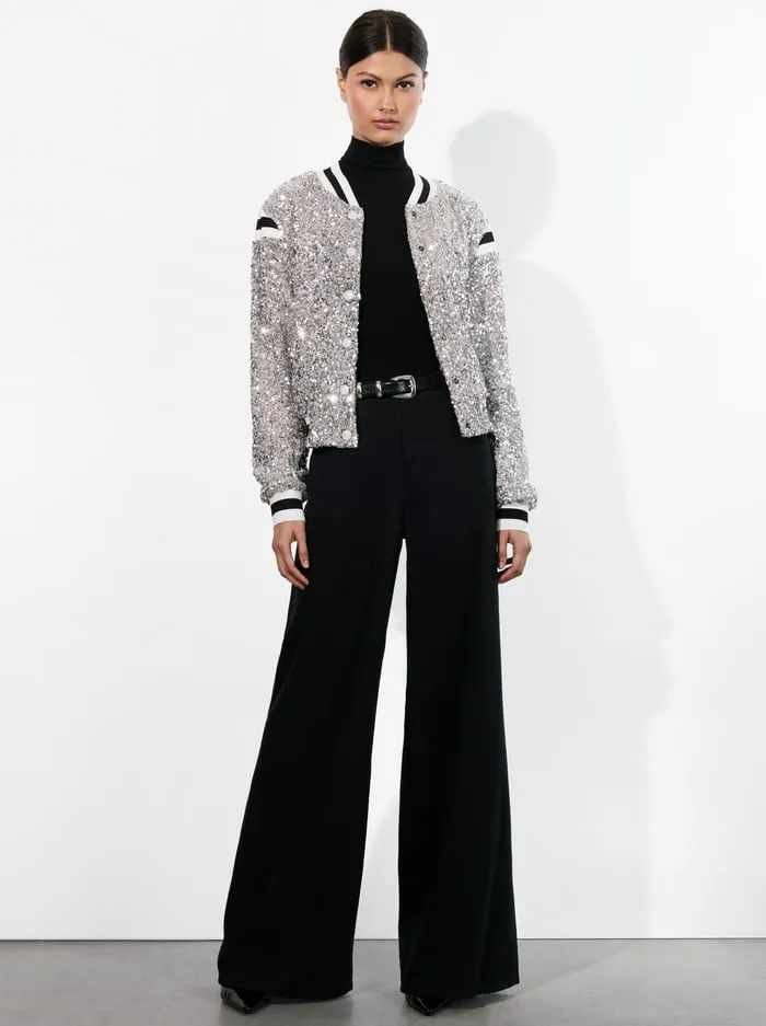 Women Alice Olivia Jackets Coats The Beatles Keri Varsity Jacket Silverwhite