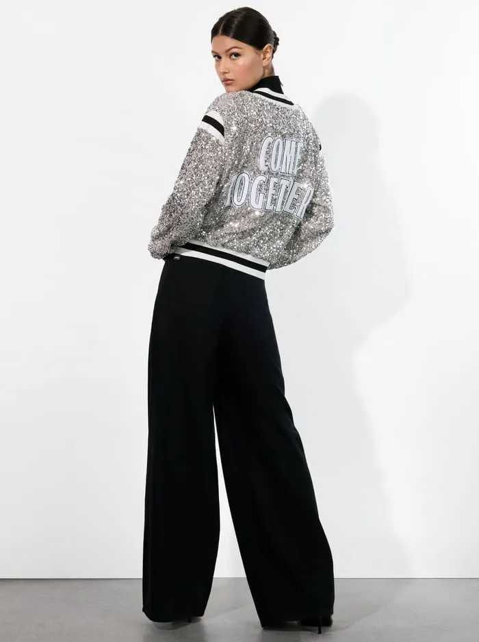 Women Alice Olivia Jackets Coats The Beatles Keri Varsity Jacket Silverwhite