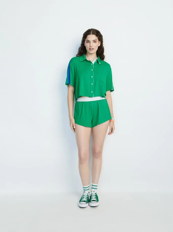 Women Alice Olivia Loungewear Big Feelings Madden Short Sleeve Pj Set Cheerful Green