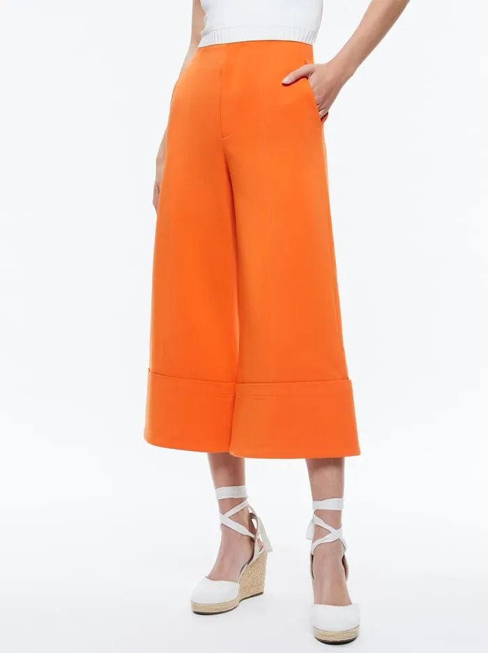 Women Alice Olivia Pants Andra Wide Leg Cropped Cuff Pant Light Mango