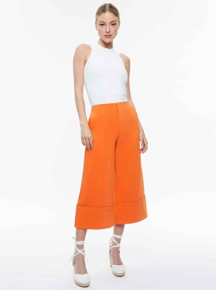 Women Alice Olivia Pants Andra Wide Leg Cropped Cuff Pant Light Mango