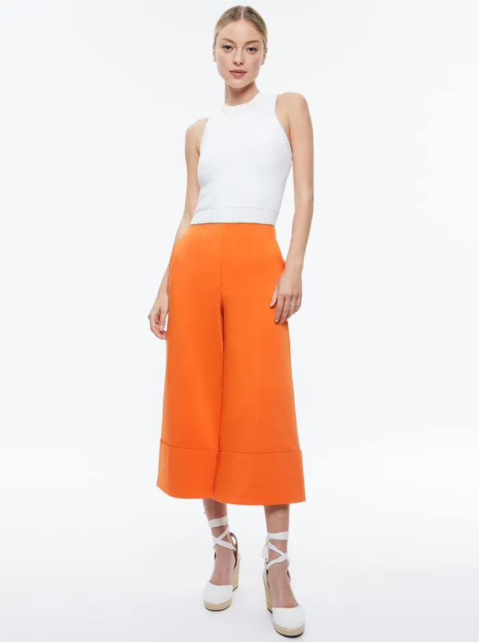 Women Alice Olivia Pants Andra Wide Leg Cropped Cuff Pant Light Mango