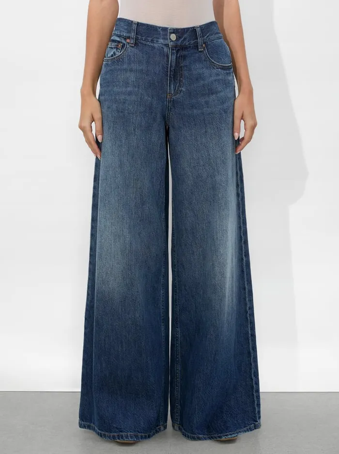 Women Alice Olivia Pants Branson Jean Darby Vintage Blue