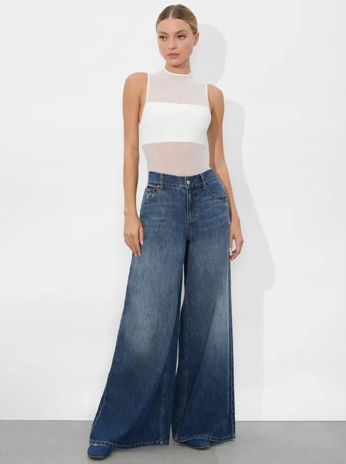 Women Alice Olivia Pants Branson Jean Darby Vintage Blue