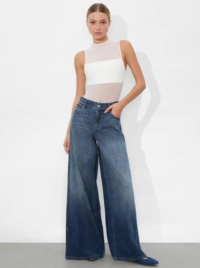 Women Alice Olivia Pants Branson Jean Darby Vintage Blue