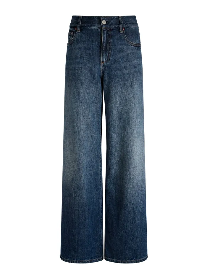 Women Alice Olivia Pants Branson Jean Darby Vintage Blue