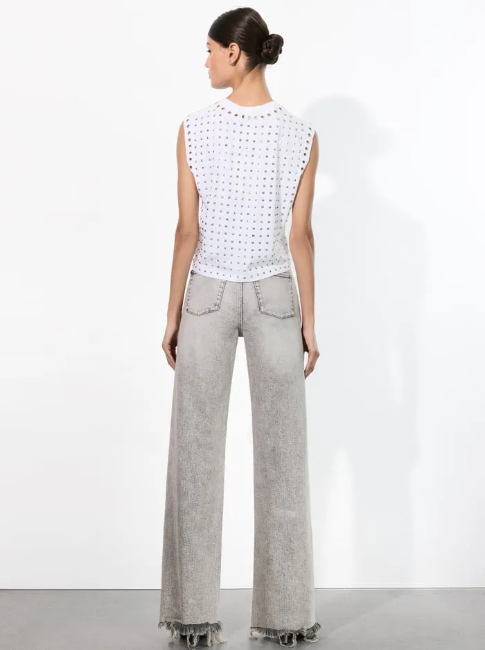 Women Alice Olivia Pants Delancey Jean Peyton Vintage Grey