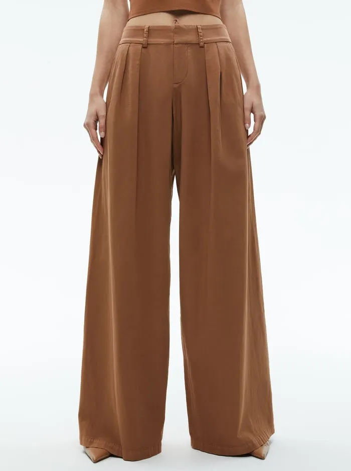 Women Alice Olivia Pants Garbo Low Rise Baggy Trousers Camel