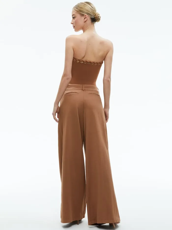 Women Alice Olivia Pants Garbo Low Rise Baggy Trousers Camel