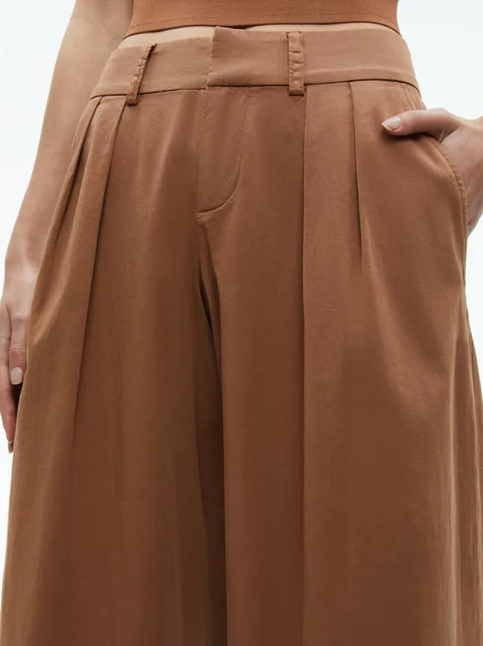 Women Alice Olivia Pants Garbo Low Rise Baggy Trousers Camel