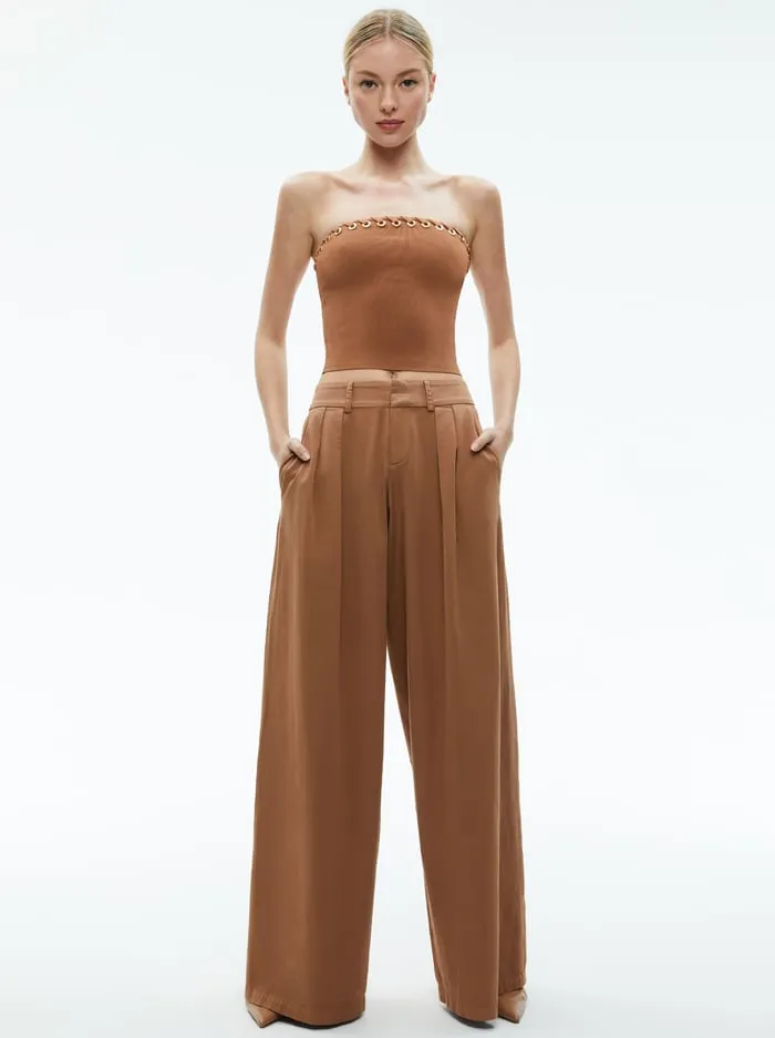Women Alice Olivia Pants Garbo Low Rise Baggy Trousers Camel