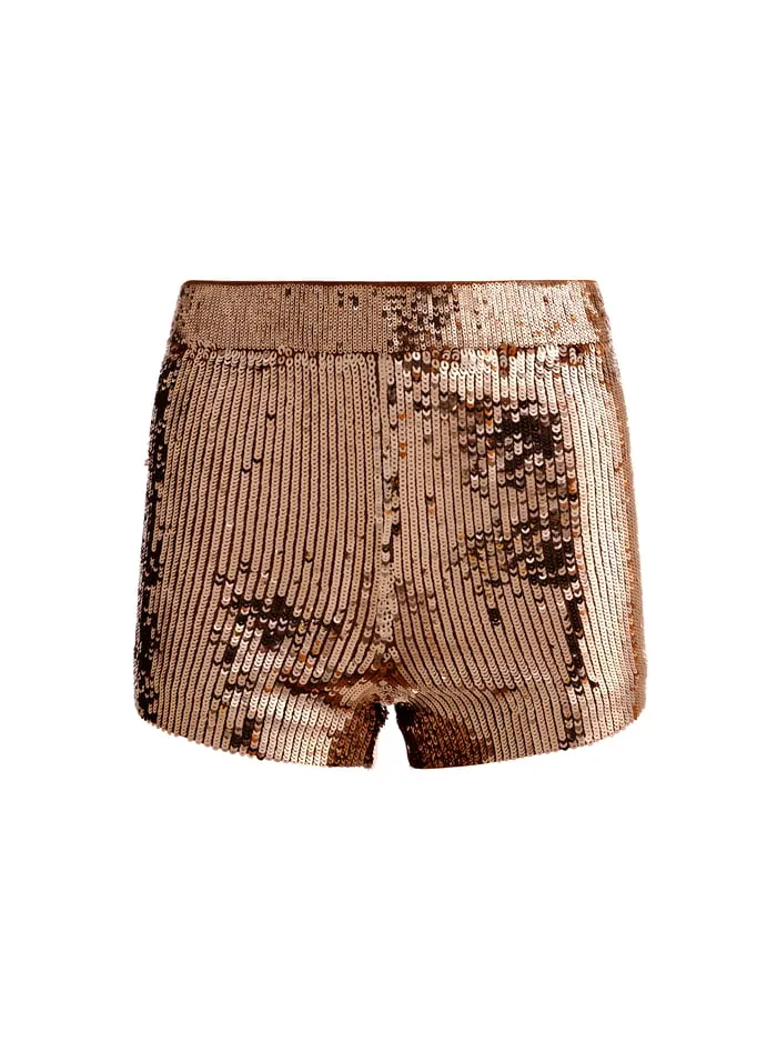 Women Alice Olivia Shorts Lacie Sequin Hot Short Tanbronze