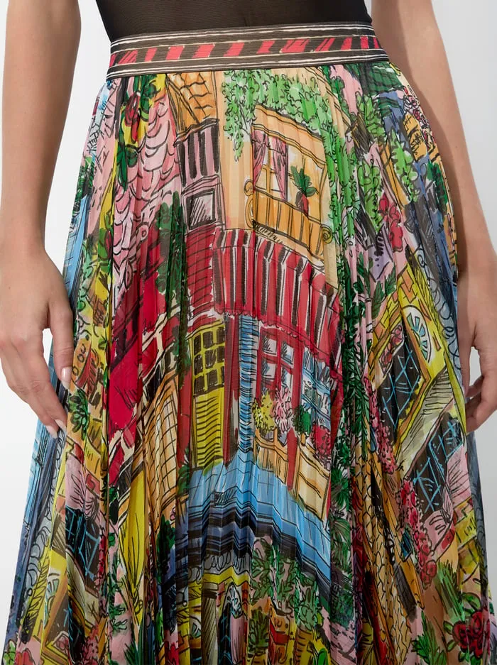 Women Alice Olivia Skirts Katz Maxi Pleated Skirt Vacation Dreams