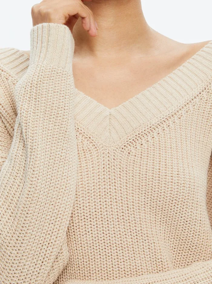 Women Alice Olivia Sweaters Alita Relaxed V Neck Pullover Oatmeal Heather