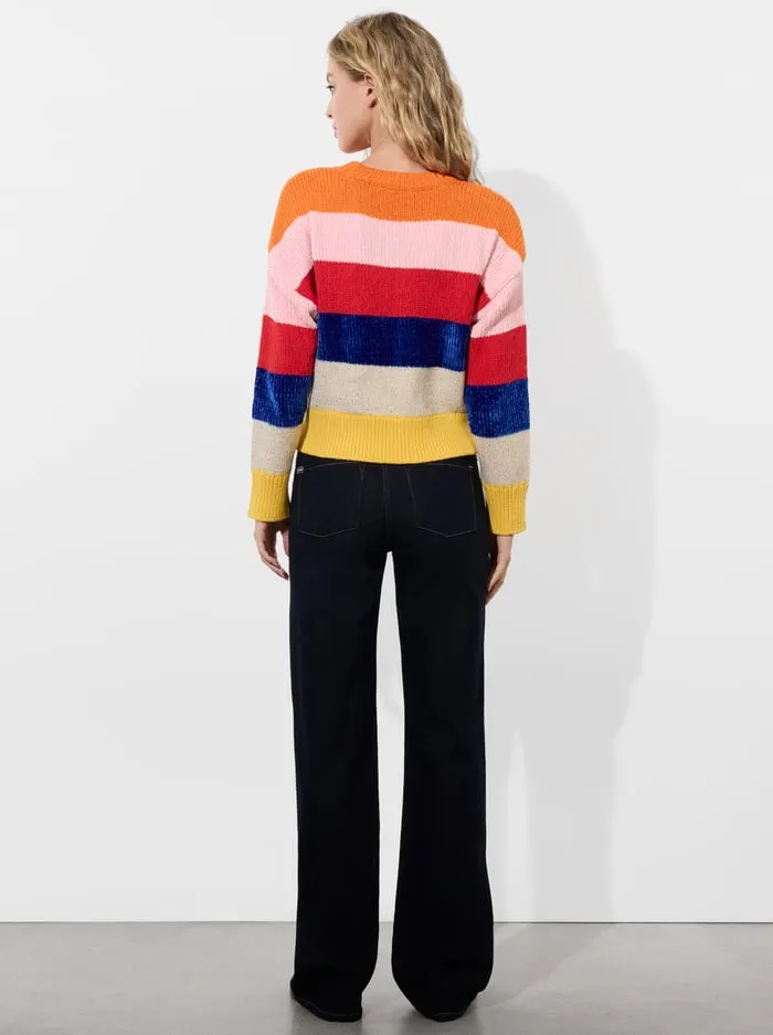 Women Alice Olivia Sweaters Louie Pullover Multi Stripe