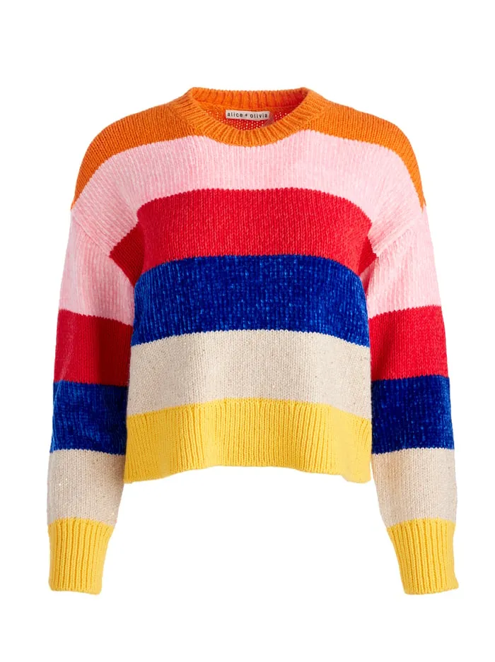 Women Alice Olivia Sweaters Louie Pullover Multi Stripe