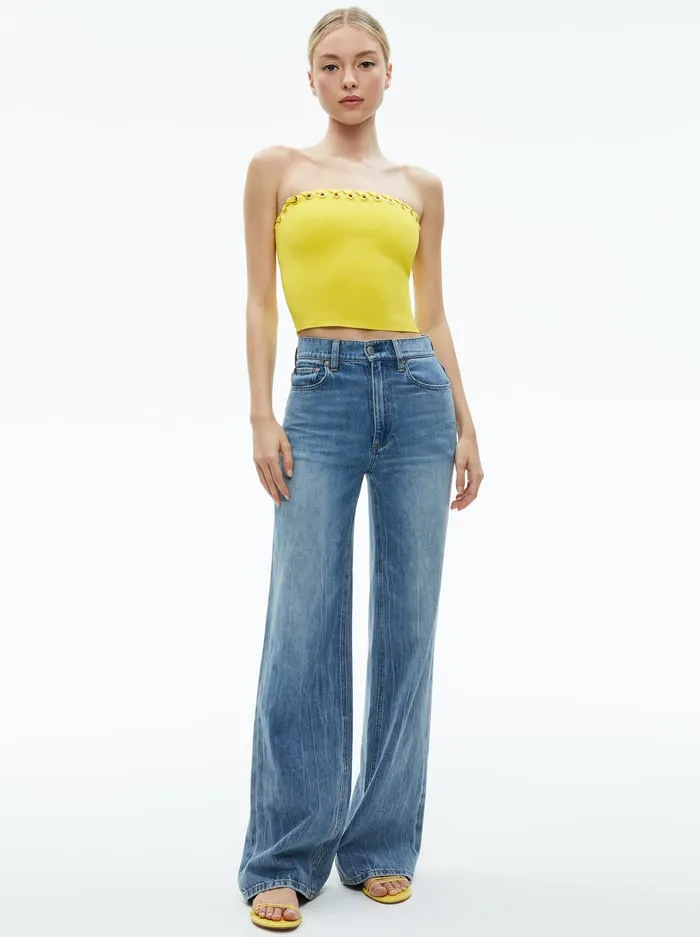 Women Alice Olivia Tops Alison Grommets Tube Top Happy Yellow