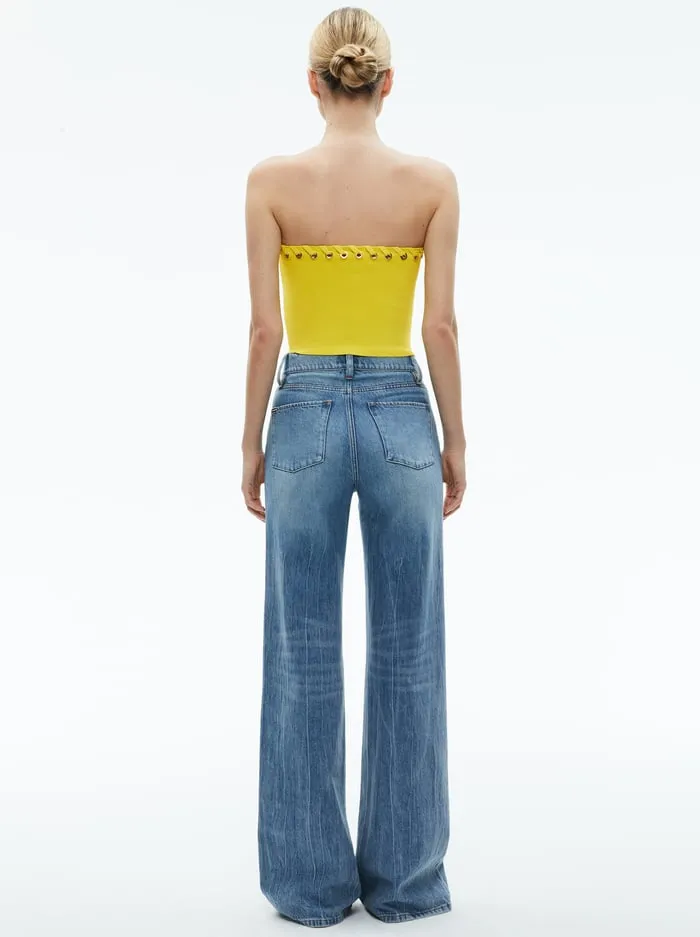 Women Alice Olivia Tops Alison Grommets Tube Top Happy Yellow