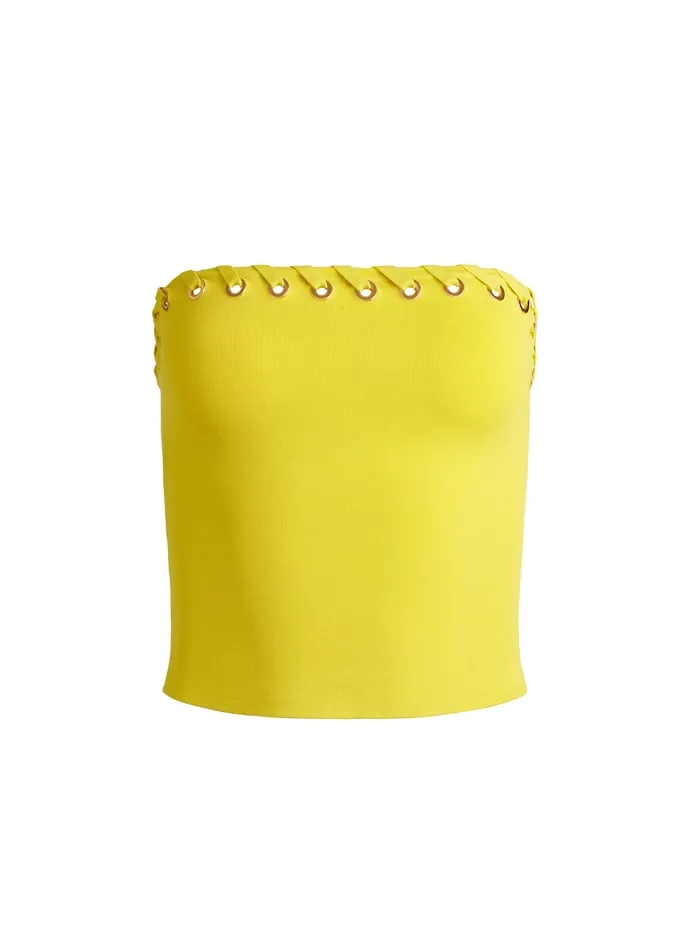 Women Alice Olivia Tops Alison Grommets Tube Top Happy Yellow