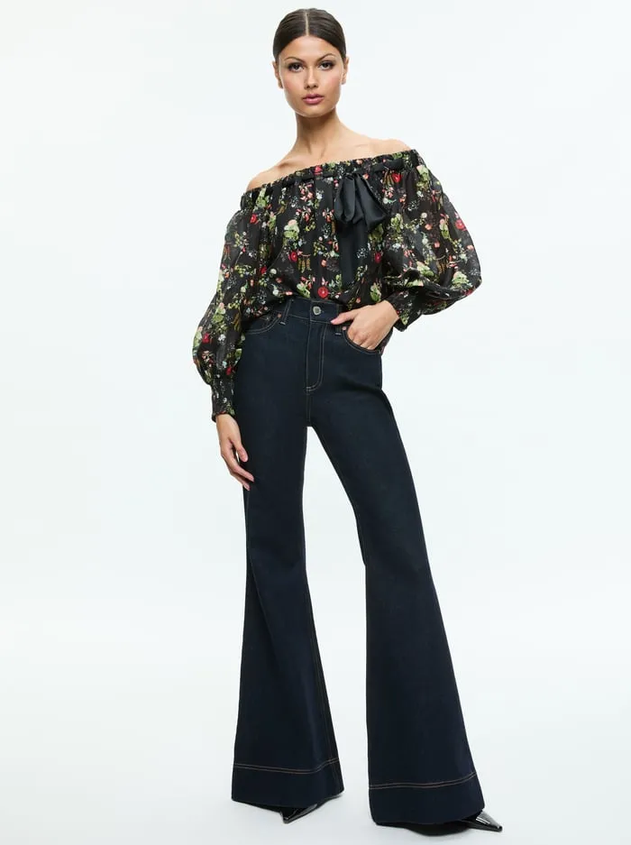 Women Alice Olivia Tops Alta Off The Shoulder Top Blush Kiss Black