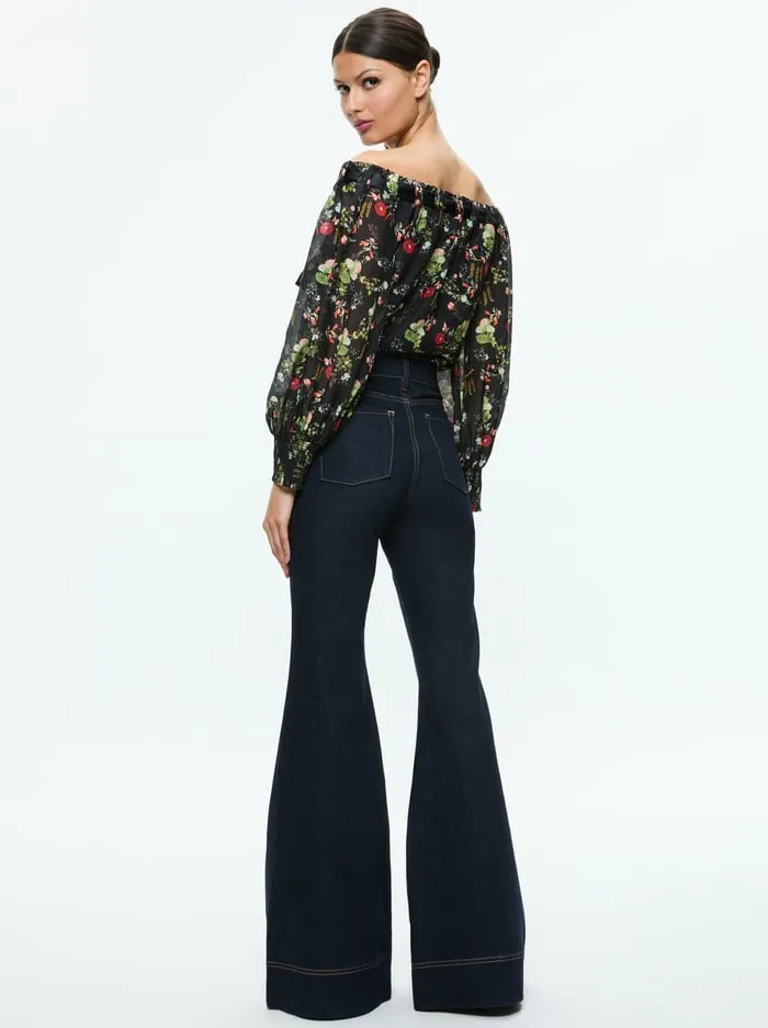 Women Alice Olivia Tops Alta Off The Shoulder Top Blush Kiss Black