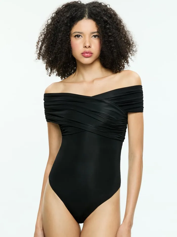 Women Alice Olivia Tops Averne Bodysuit Black