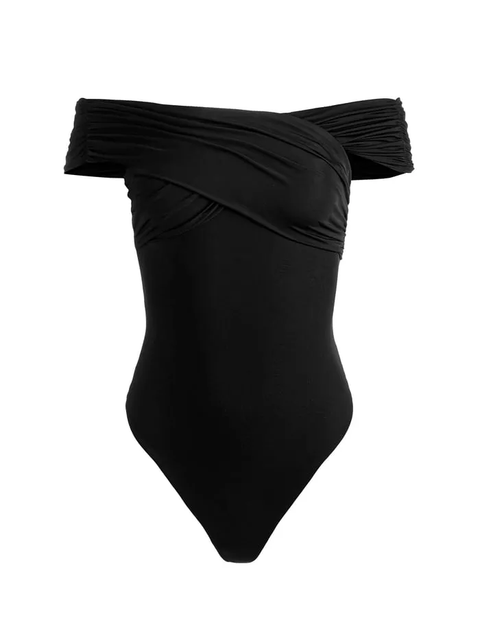 Women Alice Olivia Tops Averne Bodysuit Black