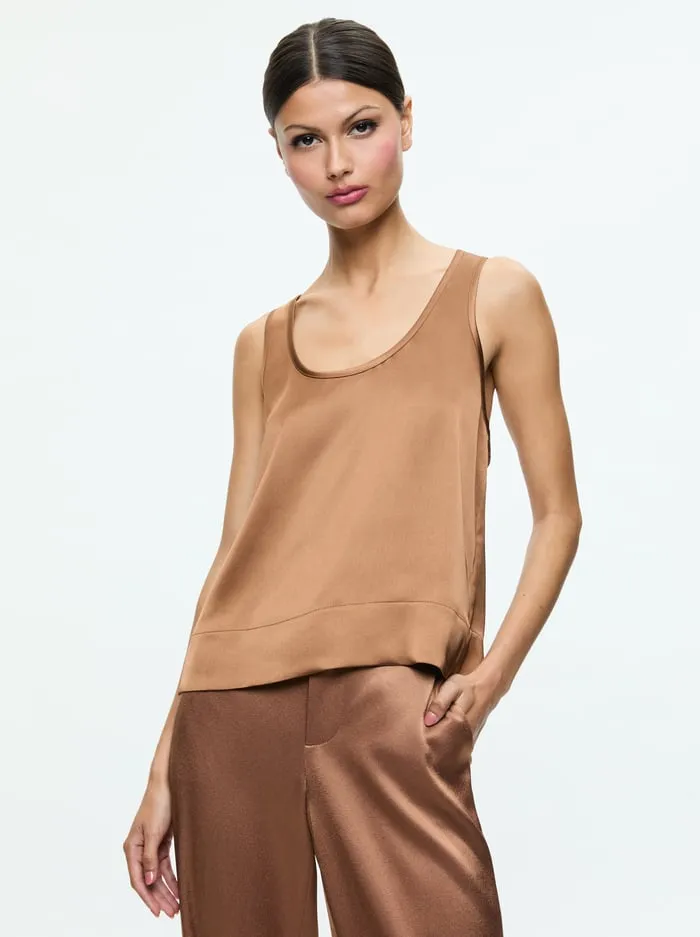 Women Alice Olivia Tops Avril Boxy Tank Camel