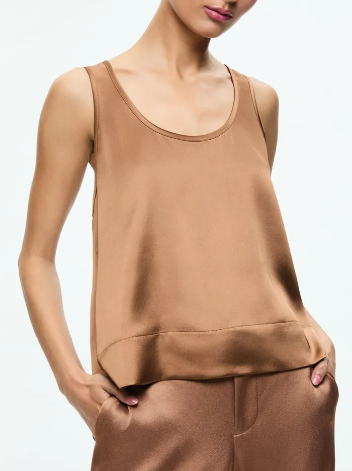 Women Alice Olivia Tops Avril Boxy Tank Camel