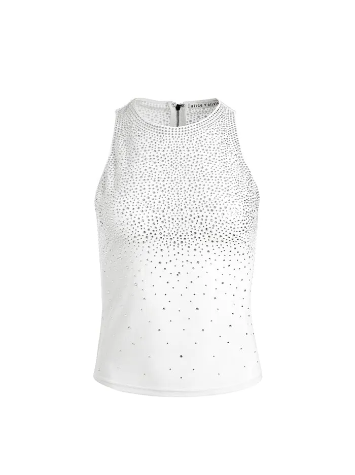 Women Alice Olivia Tops Pania Embellished Top Off Whitecrystal