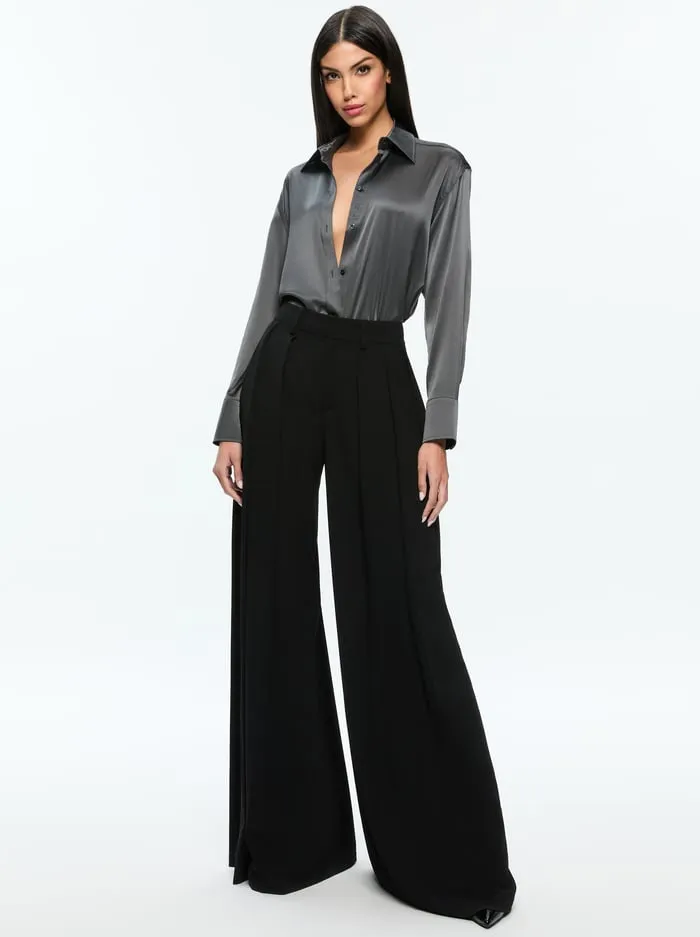 Women Alice Olivia Tops Perfect Button Down Charcoal