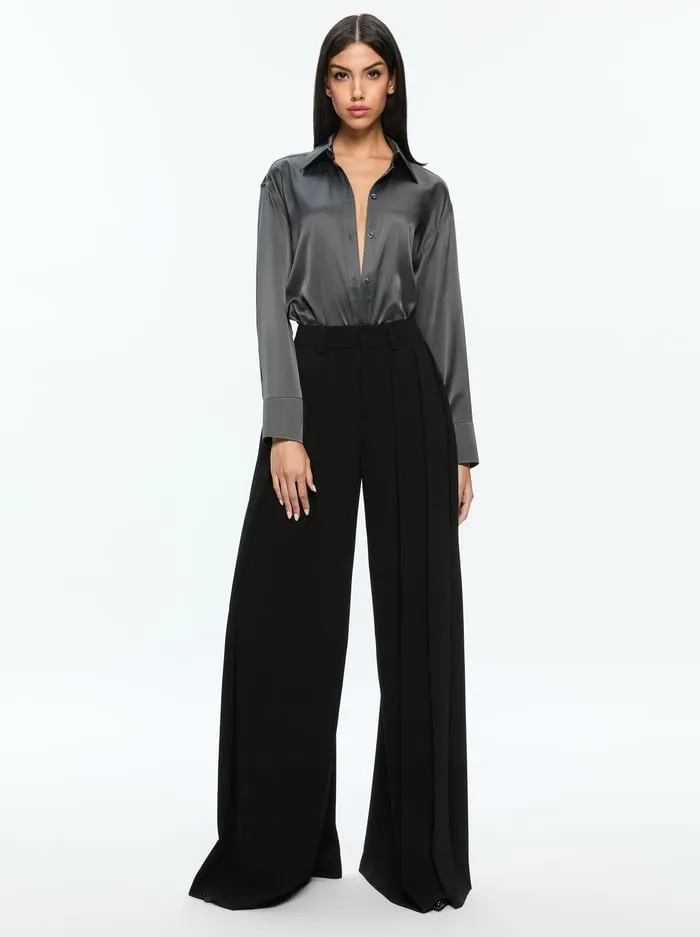 Women Alice Olivia Tops Perfect Button Down Charcoal