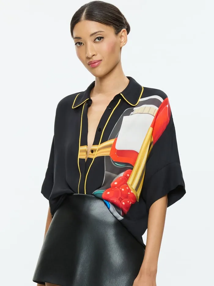Women Alice Olivia Tops Tom Wesselmann Edyth High Low Button Down Still Life