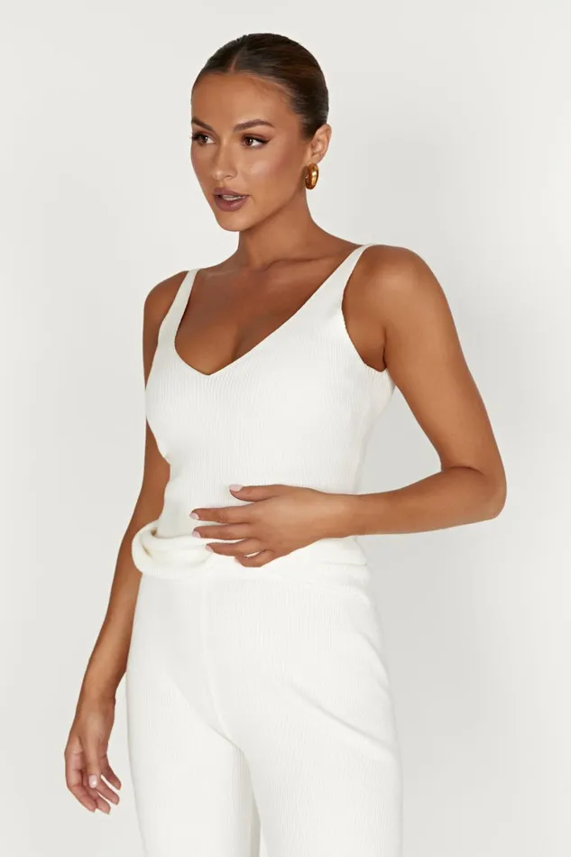 Women Alicia Sleeveless Knit Top 8211 White White Meshki Basic Tops