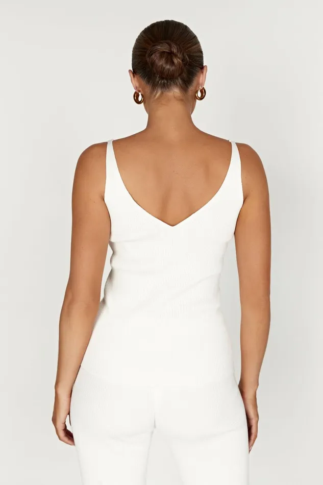 Women Alicia Sleeveless Knit Top 8211 White White Meshki Basic Tops