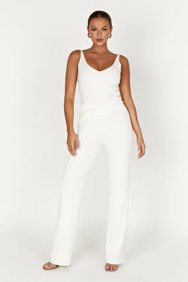 Women Alicia Sleeveless Knit Top 8211 White White Meshki Basic Tops